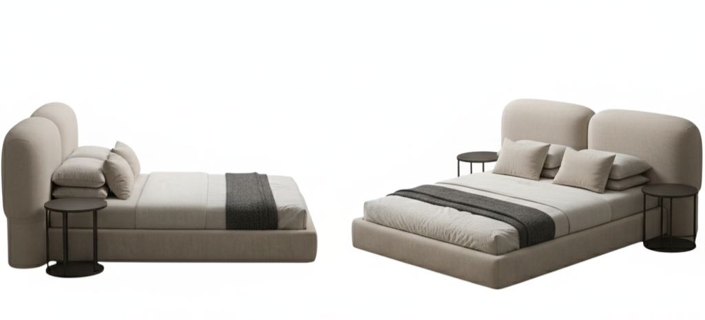Aura Curve Upholstered Bed