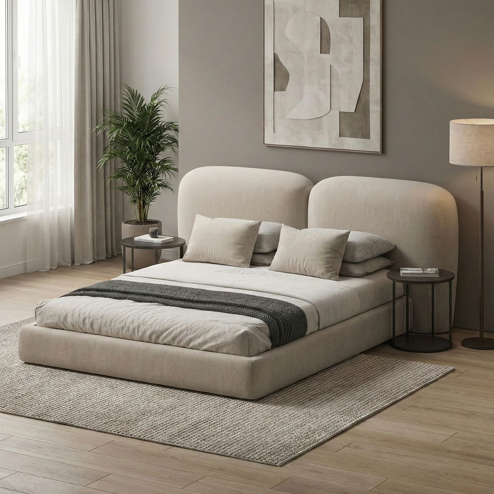 Aura Curve Upholstered Bed